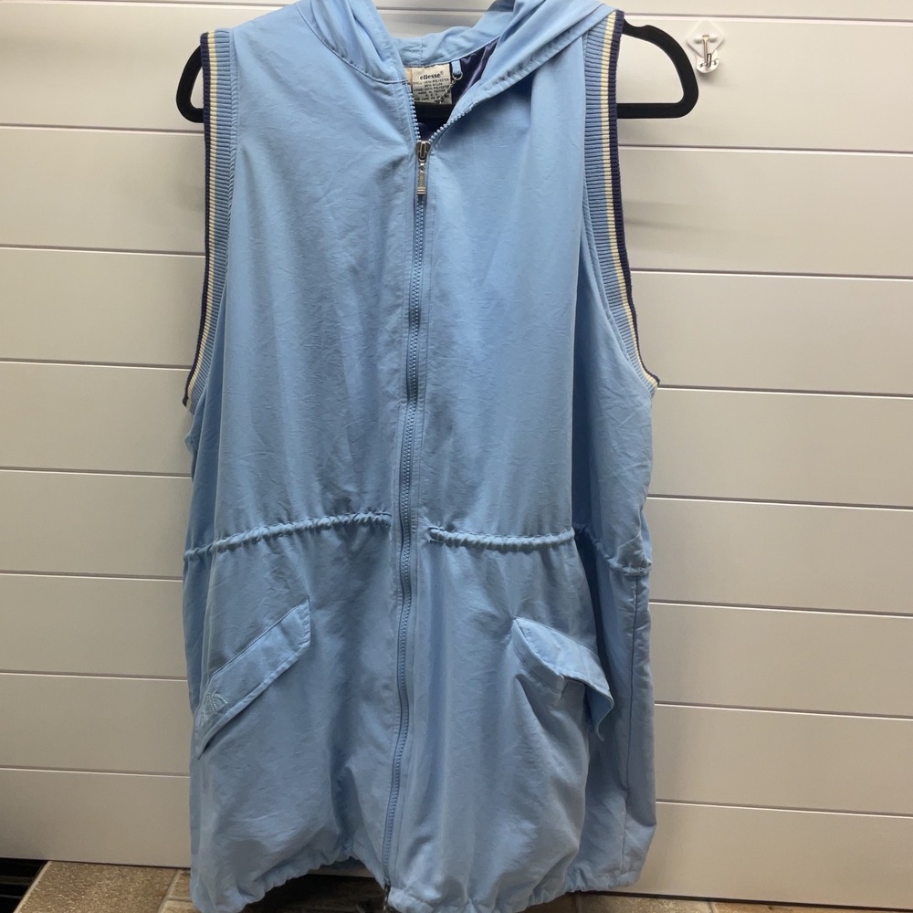 Ellesse Vintage Sleeveless Hooded Windbreaker Vest Light Blue Mens Large Retro